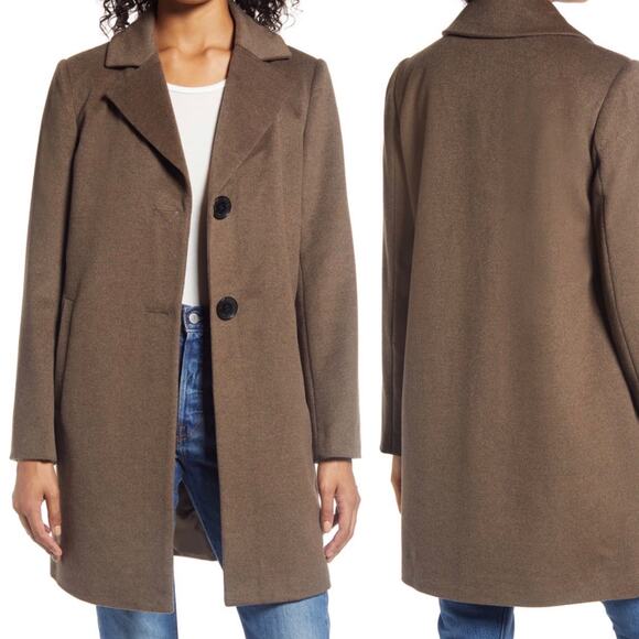 Sam Edelman Women's Wool Blend Coat in Melange Brown, Size 6 - Picture 1 of 16
